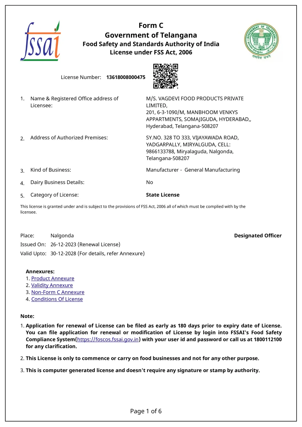 FSSAI State Licence